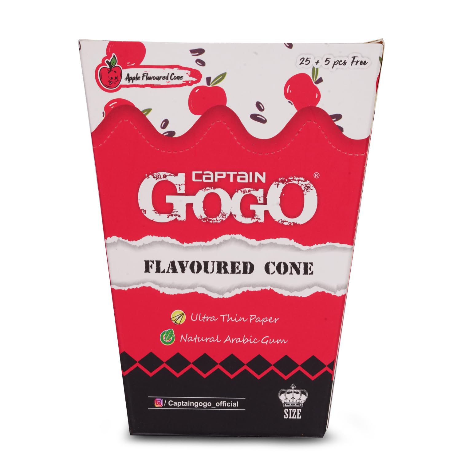 Captain GoGo Pre Rolled Flavour Cone Rolling Paper 30 Cones (apple)