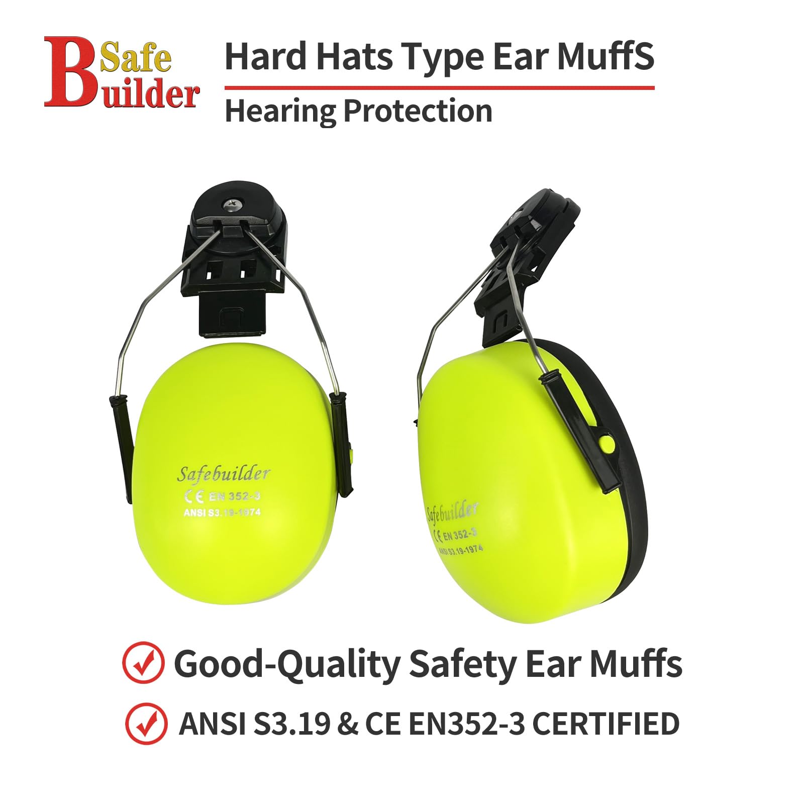 SAFEBUILDER Forestry Safety Helmet with Build in Visor and Mesh Face Shield and Ear Muffs 4 in 1 Forestry Hard Hat Chainsaw Work Helmet ANSI Z89.1 (Green R1 Ear Muffs Only)