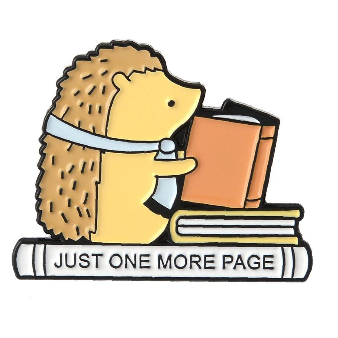 Ruluti Hedgehog Brooch Read Books Cute Badge Denim Bag Backpack Lapel Pin Jewelry Cartoon Corsage