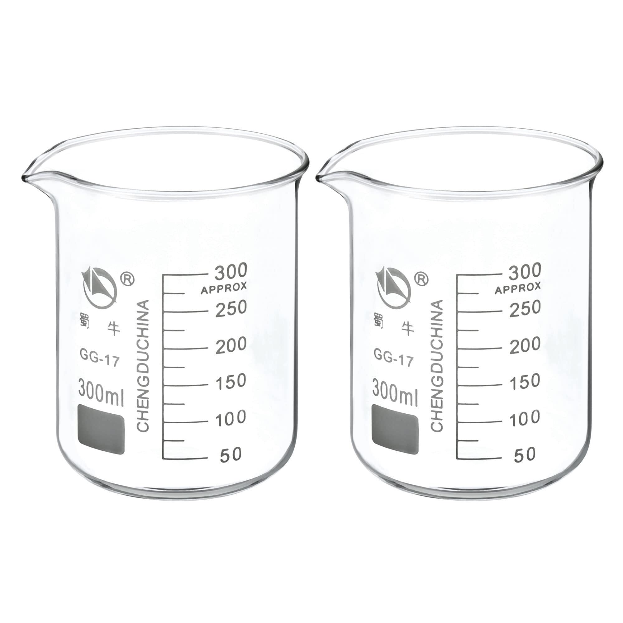 Zlewka laboratoryjna z dziobkiem, Zlewki ze szkła borokrzemianowego, niska forma z wylewką nadrukiem, 25-1000 ml, 2-pak. Lab Kitchen Chem(300ml)