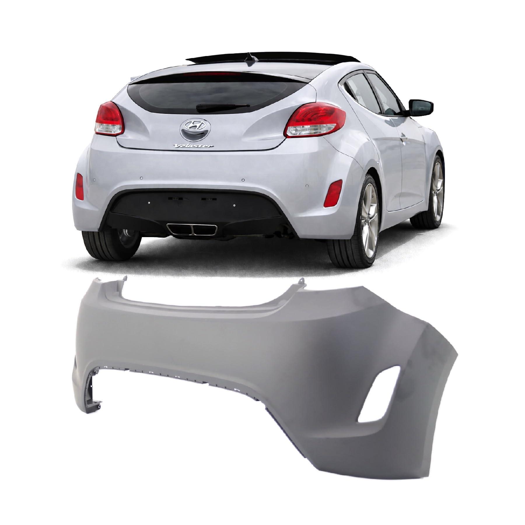 FitParts Compatible with Hyundai Veloster 2012–2017 Rear Bumper Cover