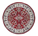andiamo klassischer Orient Teppich Webteppich mit orientalischen Mustern und Ornamenten Rot 120 cm rund