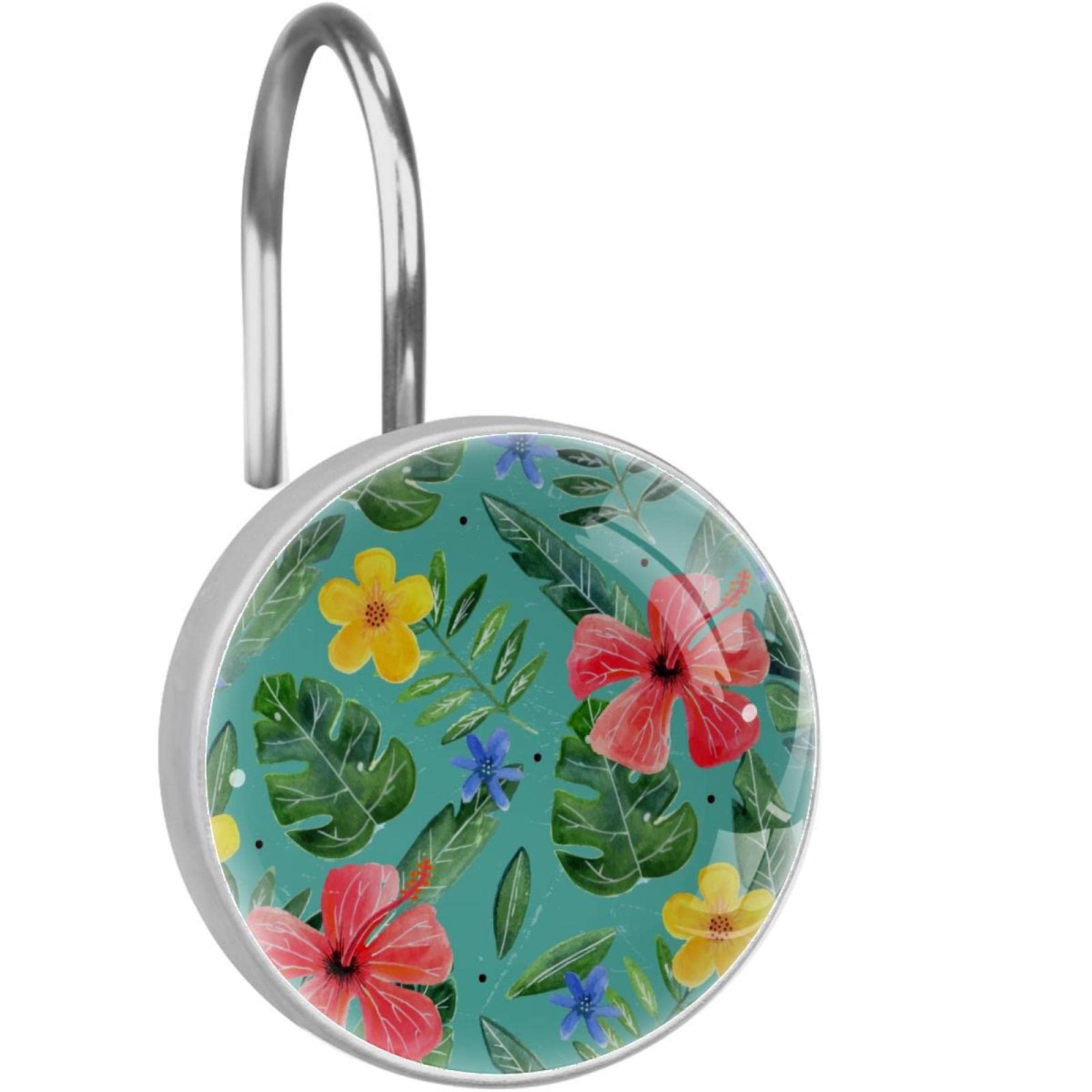 Crochets rideau de douche cristal vert floral anti-rouille pour remplacer vos anneaux