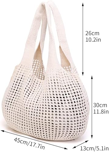 Miniatura 2 de ENBEI Bolsa de playa para mujer, bolsas de ganchillo, bolso de hombro de punto, lindo bolso de mano para viajes, bolso de mano de ganchillo