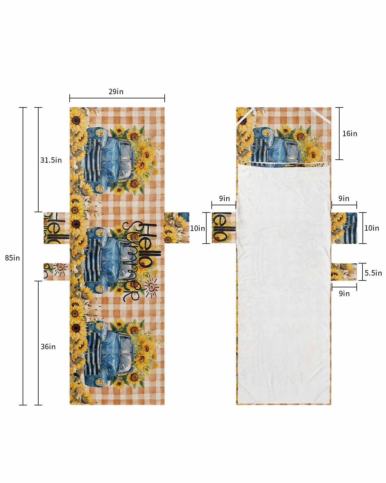 Sunflower Truck Beach Lounge Chair Towel Cover, Soft Chaise Lounge Towel with Side Pockets Patio Pool Chairs Cover for Beach/Pool Sunbathing 29x85 Blue Car Country Rustic Checkered Spring