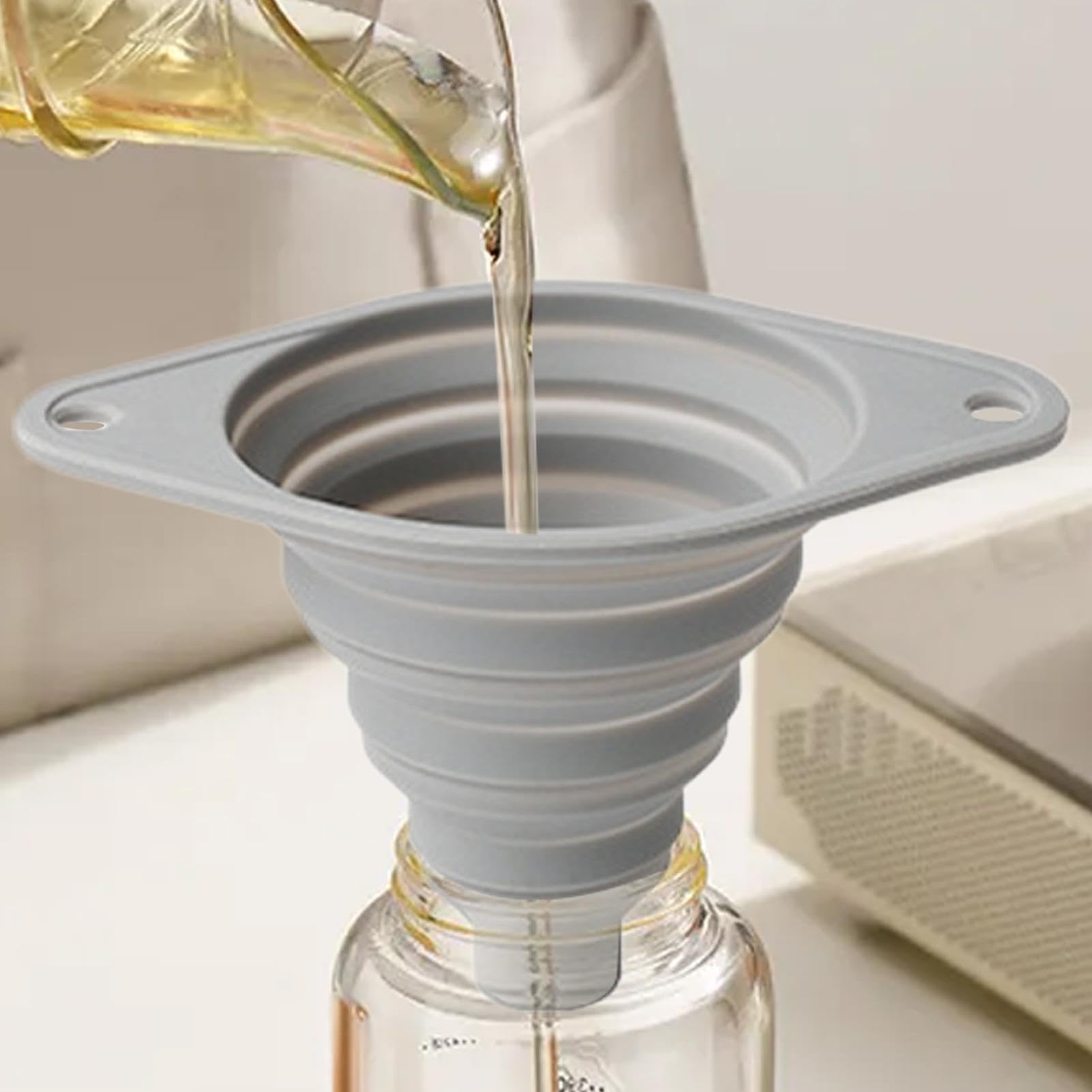 Muiltvoe Funnel Kitchen Foldable Flexible Wide Mouth Silicone Kitchen Gadgets Small Funnels For Filling Bottles Liquid Powder Transfer Funnel for Wine Flour Liquid Powder Water