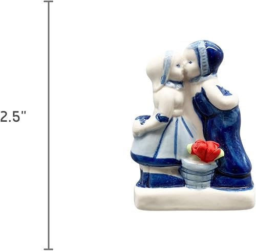 Vista 2 de Delft Blue Kiss with Tulipanes - Imán de cocina (2.5 pulgadas)