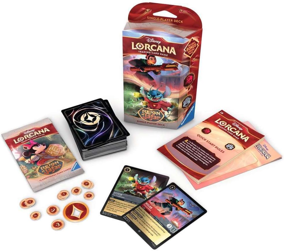 Ravensburger Disney Lorcana TCG: Reign of Jafar Single-Player Deck – Ruby & Steel for Ages 8 and Up| Engaging Gameplay | Over 200 Original Disney Artworks