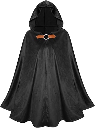 SunnyLisa Disfraz de Holloween renacentista con capucha, capa de Hobbit, capa medieval de guardabosque, capa de cosplay para hombres y mujeres