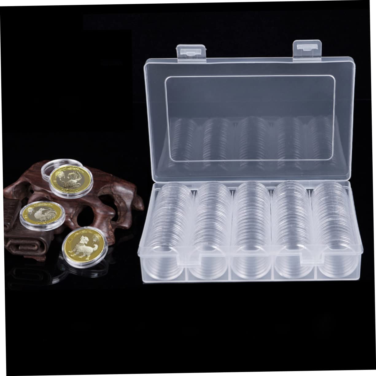 VILLCASE 4juegos Organizador De Monedas Transparente Con Caja De Almacenamiento Para Coleccionistas De Monedas y Protección