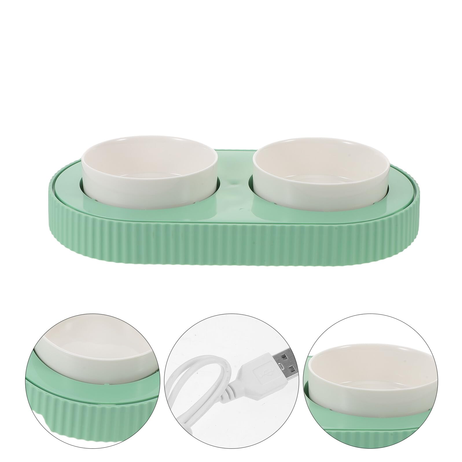 TOYANDONA Bol Céramique Chauffant Détachable pour Chat avec Contrôle Précis de Température Double Gamelle pour Nourriture et Eau Entretien Facile Hiver et Usage Intérieur