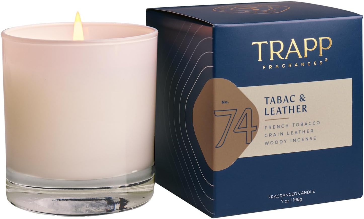 Trapp - No. 74 Tabac & Leather - 7 oz. Signature Candle - Aromatic Home Fragrance with Earthy Scent of French Tobacco, Grain Leather, & Woody Incense Notes - Petrolatum Wax