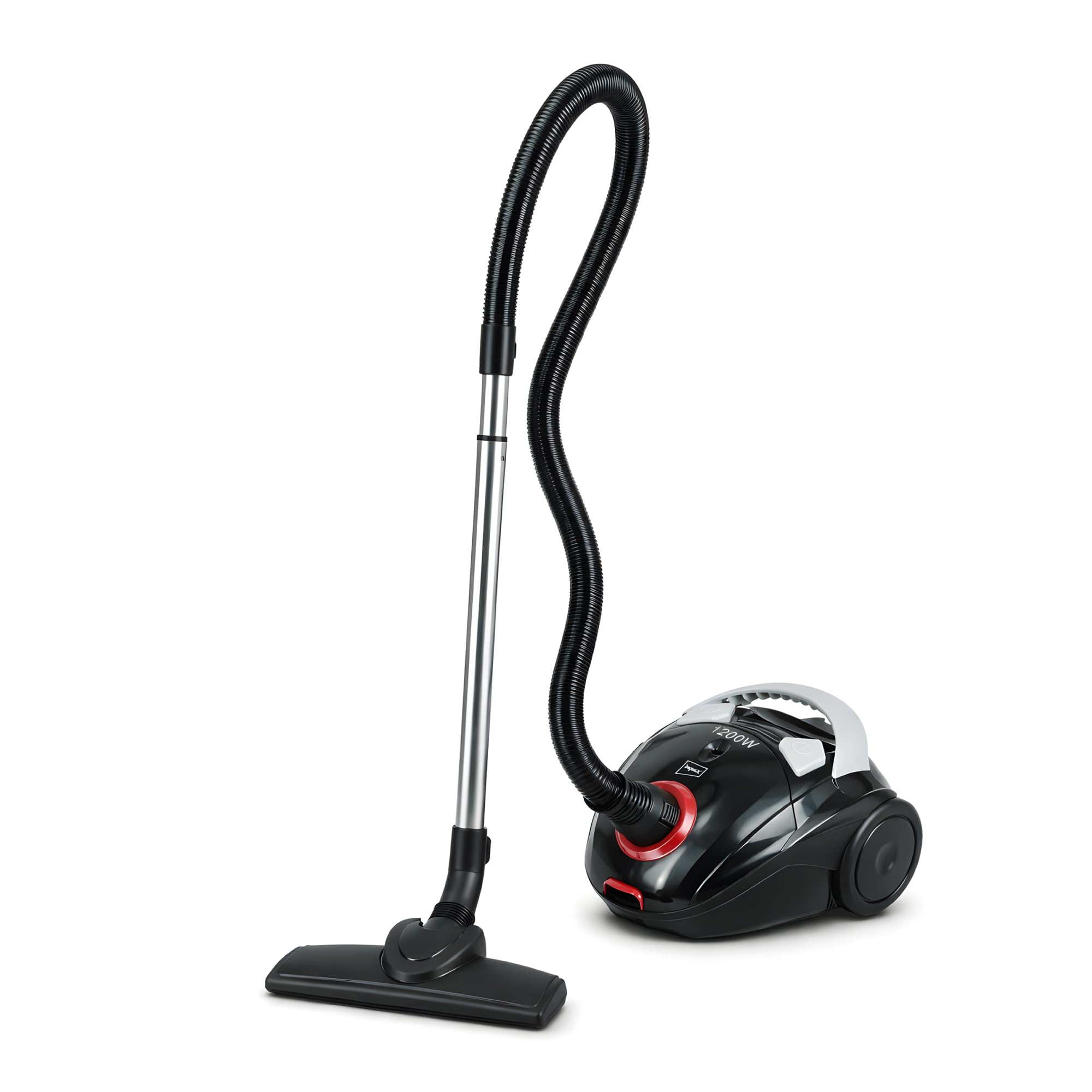 Impex 1200W Vacuum Cleaner - 1.2L Capacity, Dust Full Indication, Washable Cloth Bag, Flexible Hose with Airflow Adjustment, Pedal Switch, Auto-Rewind Wire, Easy Movement Wheels