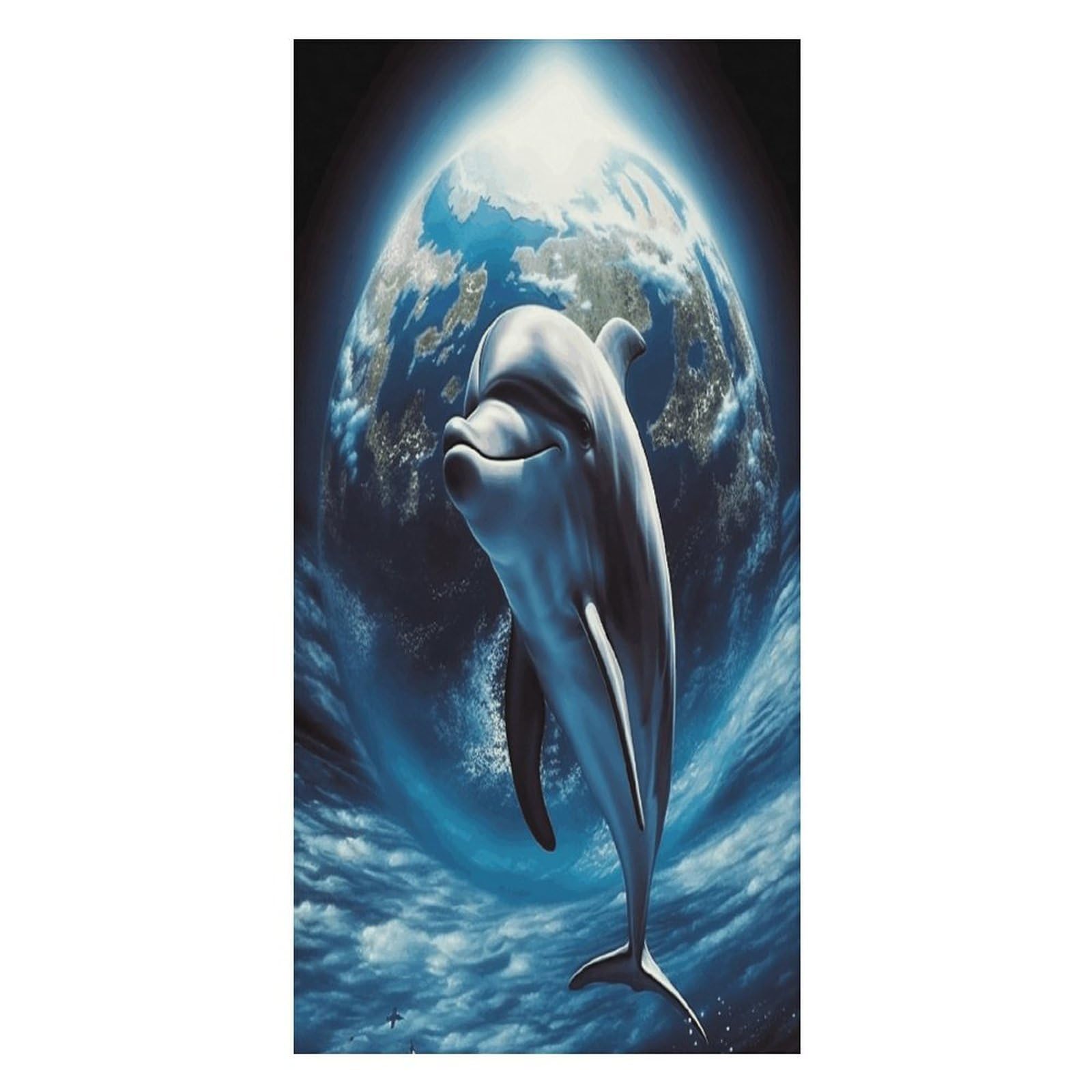 JTREHY Dolphin Earth Beach Towel Extremely Soft Oversized Towels Lightweight Sports Absorbent Bath Towel Suitable 160"x80" for Swimming Camping Beach