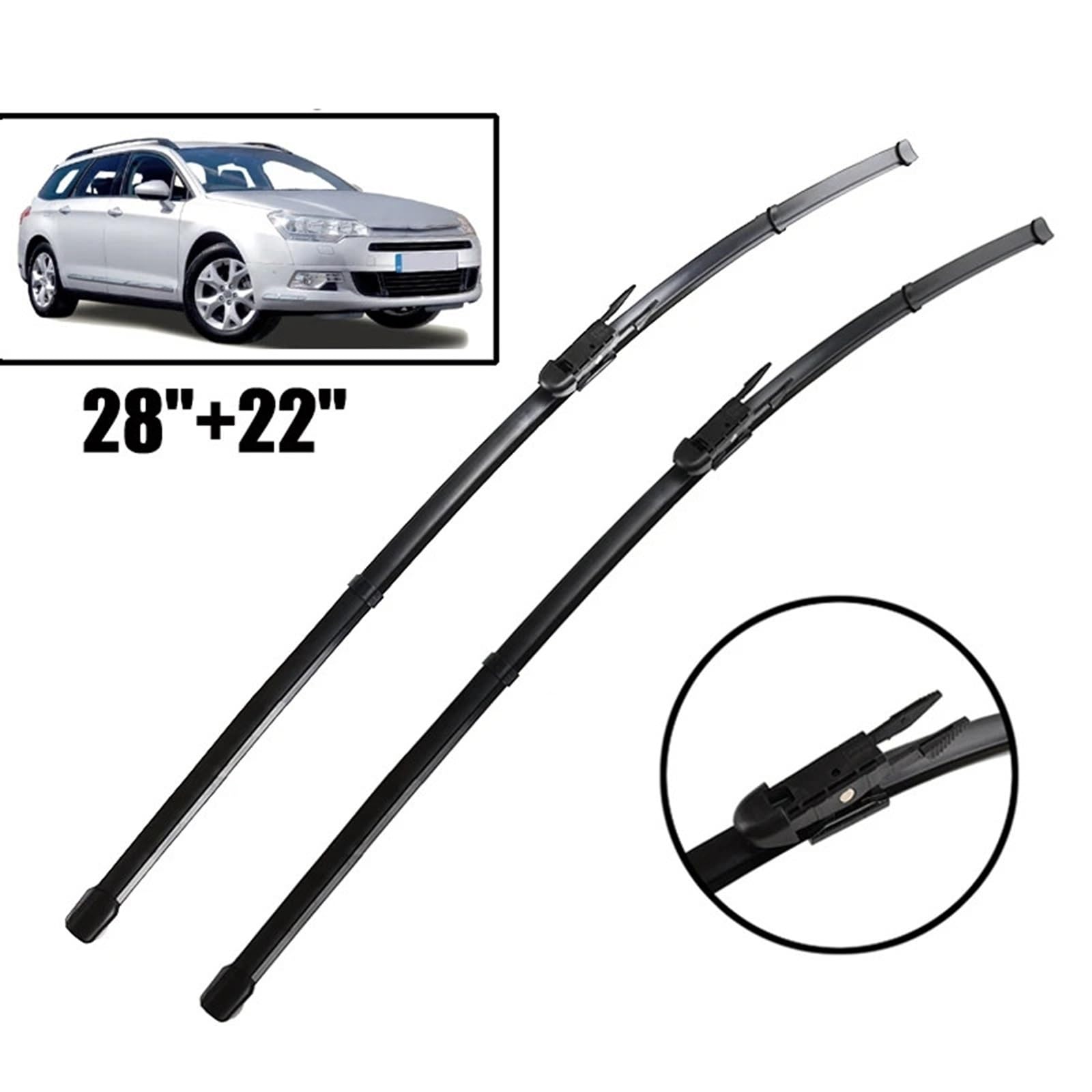 Limpiaparabrisas Coche Compatible Con Citroen Para C5 RD/TD 2008-2017 Escobillas De Limpiaparabrisas Delanteras Limpiaparabrisas Ventana De Coche Cepillos Antilluvia 28"+22"
