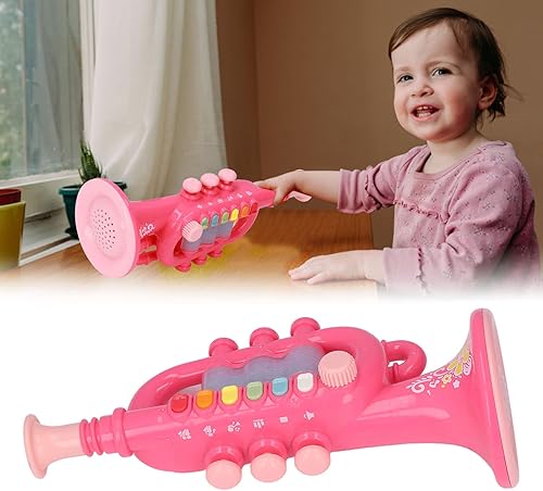 Miniatura 6 de Instrumentos musicales, trompeta para niños, juguete de música preescolar para niños y niñas (rosa)