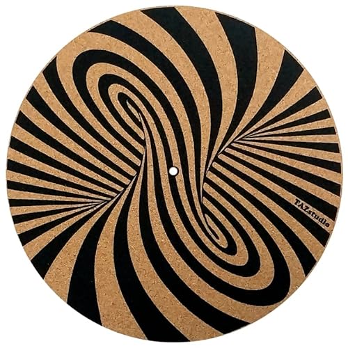 Tazstudio Premium Slipmat - Cork Turntable Mat For Better Sound Support On Vinyl Lp Record Player - Cork Mat Original Geometric Design Psychedelic Geometric Art [4Mm Thickness] #TOP7