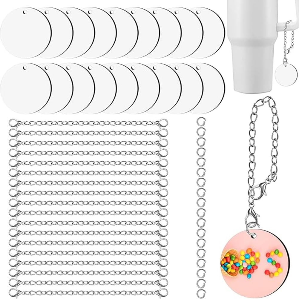 Vjsujehgy Sublimation Key Blanks Ornament Accessories for Cup MDF Double Sided DIY Crafts