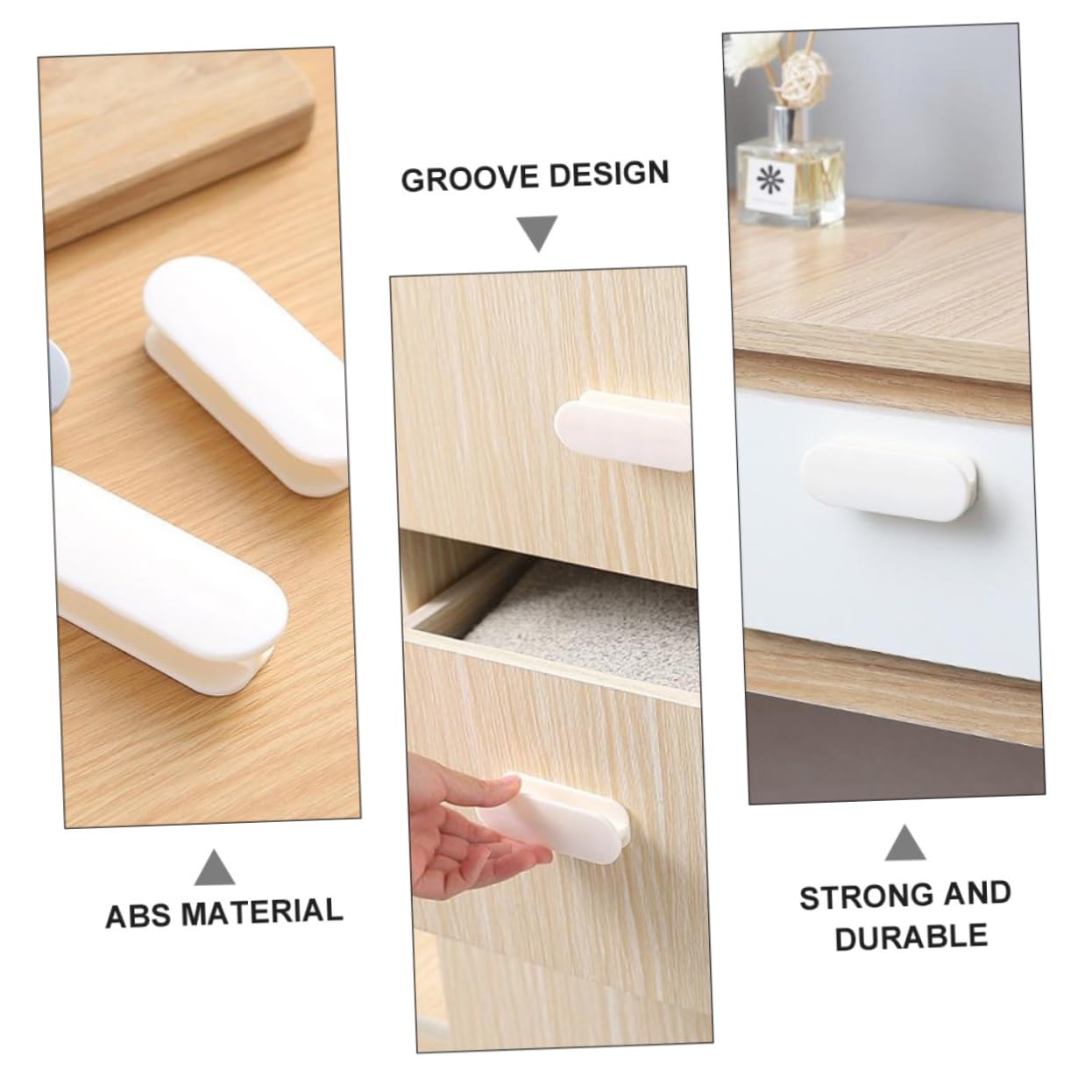 SOESFOUFU 8Pcs Adhesive Cabinet Drawer Handles for Refrigerator and Cabinet No Drill Pull Knobs Comfortable Grip Design Easy Installation Durable Material