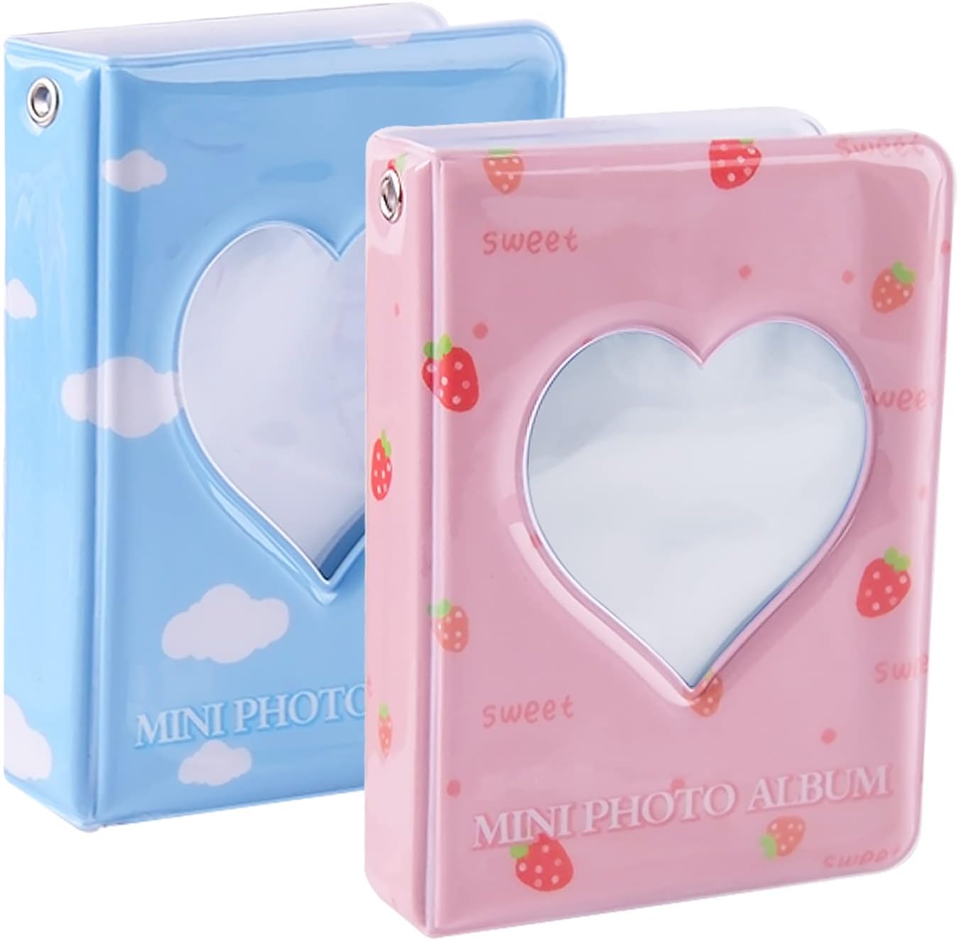 3 Inch Mini Photo Album Love Heart Hollow Photo Album Kpop Photo Card Holder Book Small Photo Card Book Photo Card Binder for Collecting Photos Travel Record Book(2 Pieces )