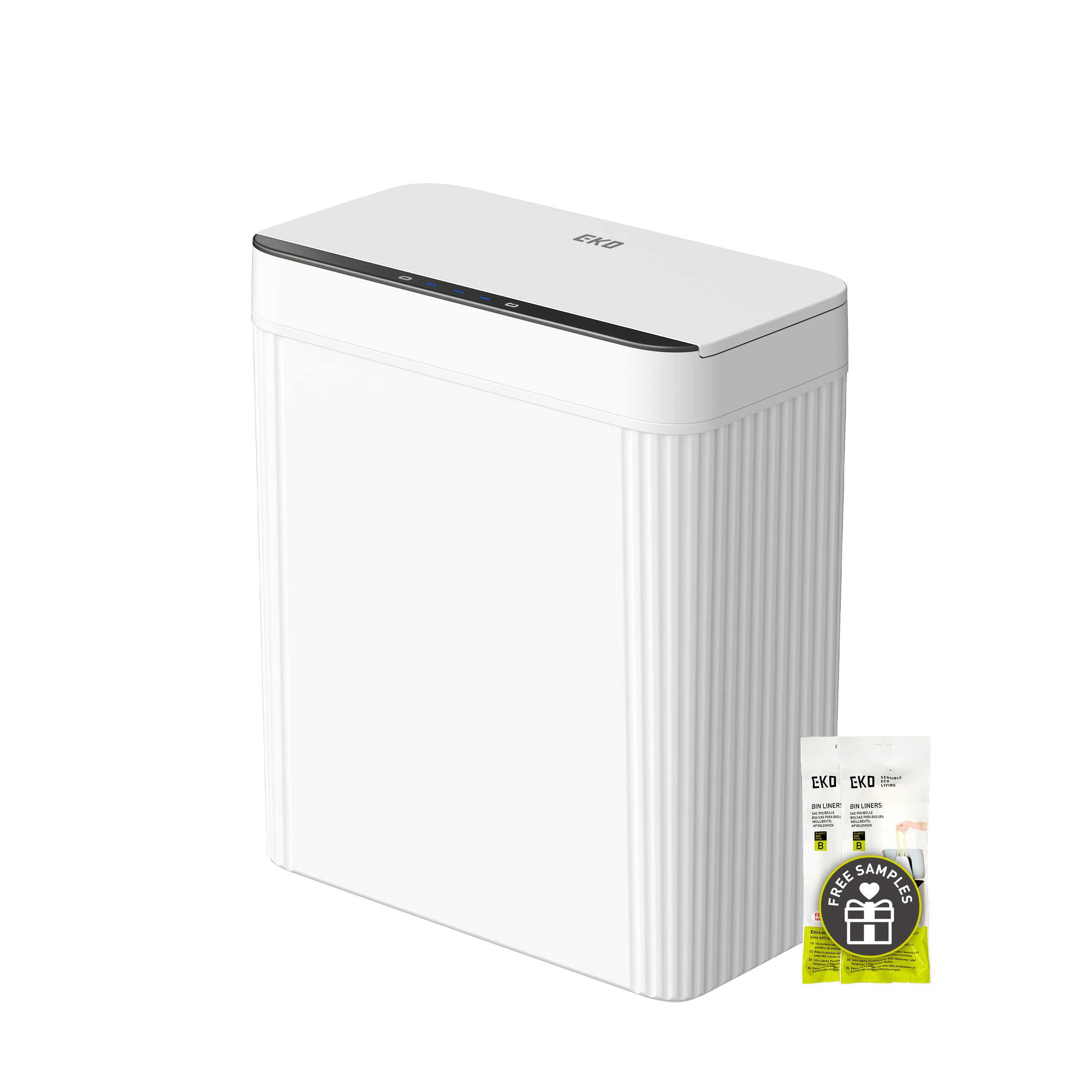EKO Brio Mülleimer mit Bewegungssensor, automatischer berührungsloser Badezimmer-Mülleimer, wasserdicht, intelligenter Mülleimer für Küche, Schlafzimmer und Büro, 10 l, Weiß