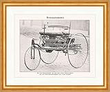  Biller Antik Benzautomobil Speichenrad Dreirad Oldtimer Braunbeck Sport Lexikon 083 Gerahmt