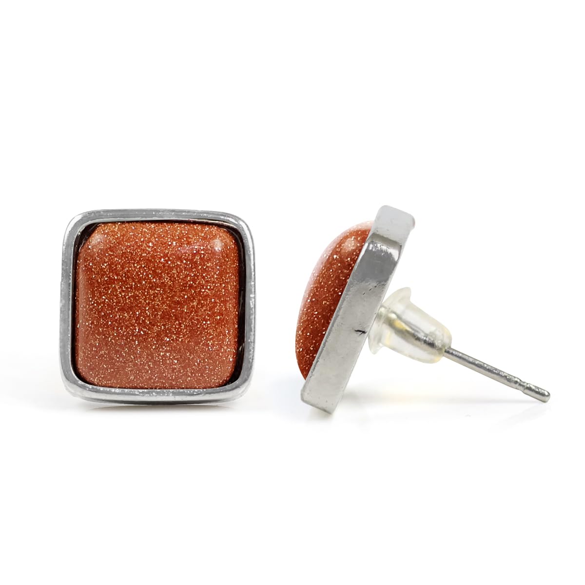 Reiki Crystal Products Natural Crystal Stone Goldstone Brown Square Shape Earrings Tops | Studs | Charged by Reiki Grandmaster & Vastu Expert (Color : Brown) (B0CHJ4SQMD) Amazon Price History, Amazon Price Tracker