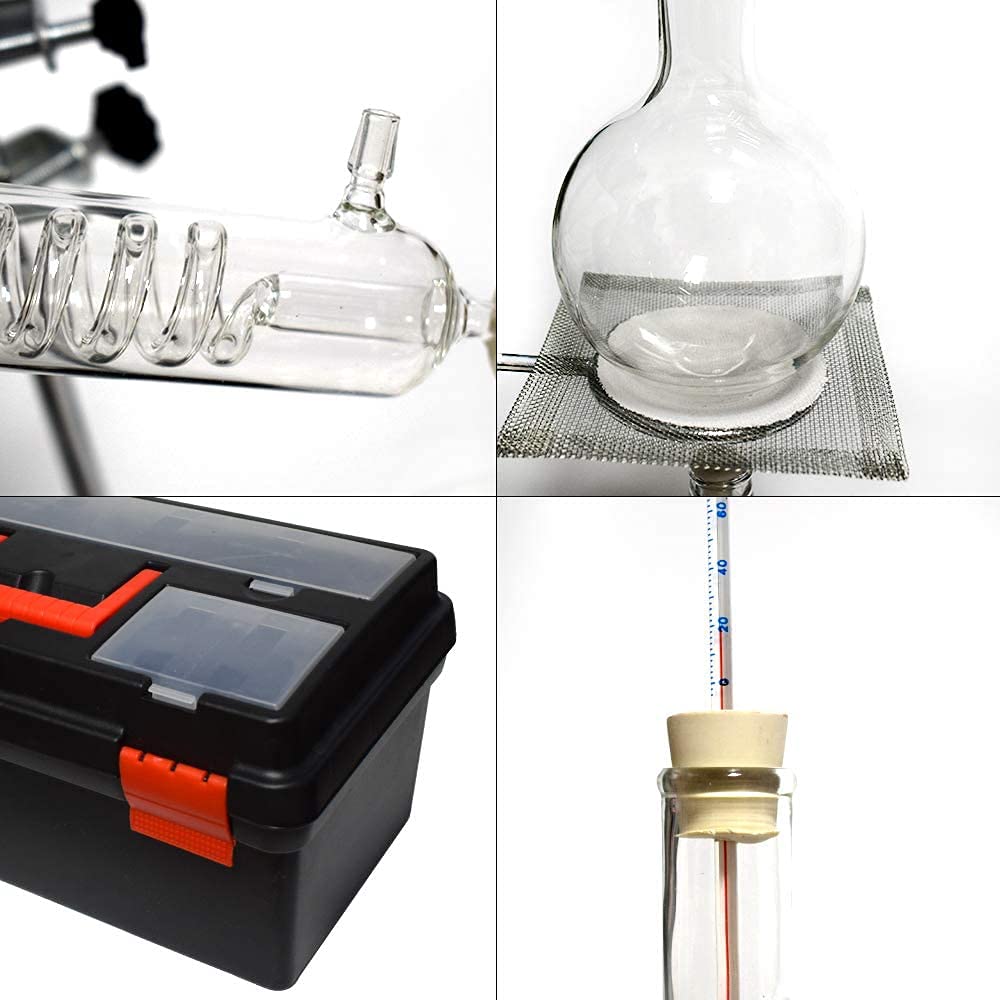 Set di dispositivi di distillazione da 500 ml per idrosol/acqua pura, attrezzatura per esperimenti chimici per l'estrazione di oli essenziali per distillatori domestici nuovi
