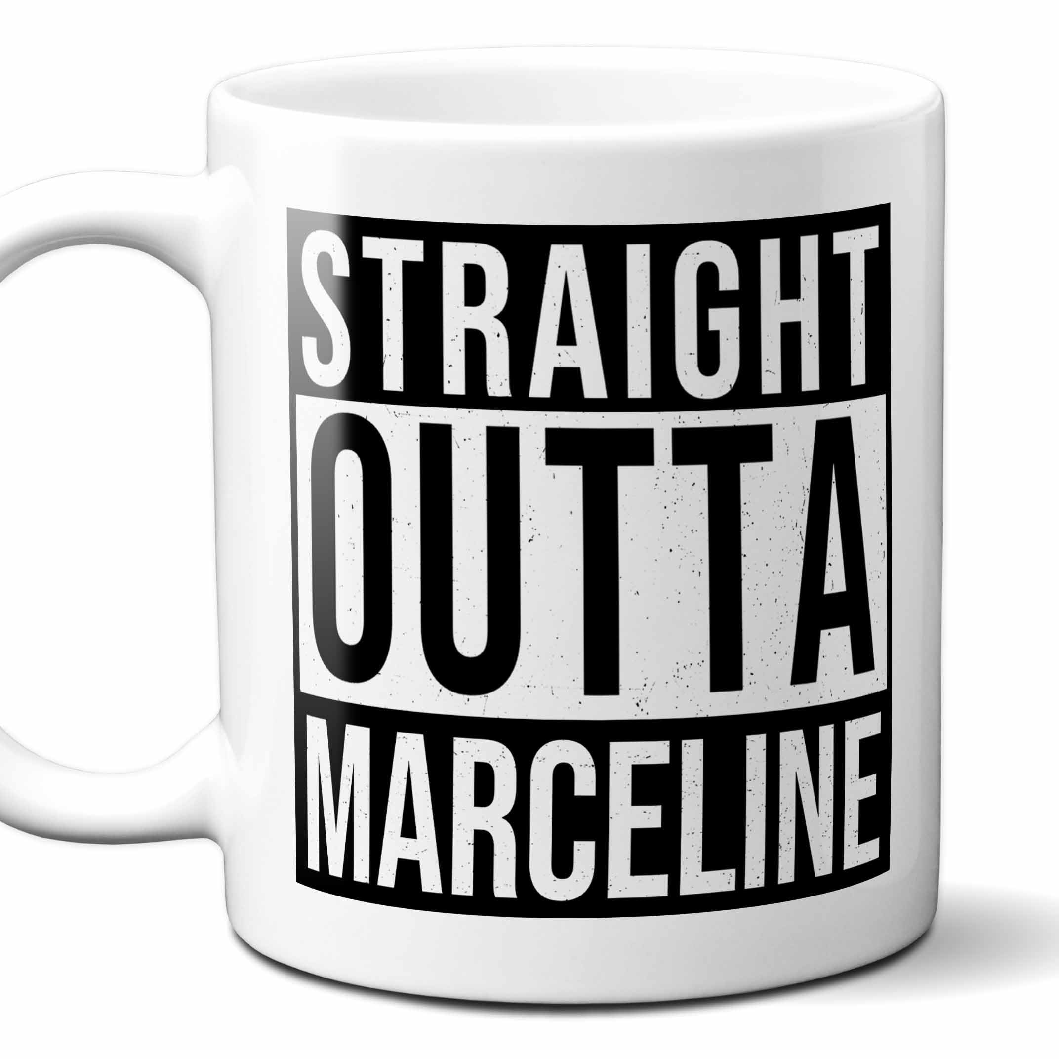Straight Outta Marceline USA Souvenir Coffee Mug. Funny, I Love City Gift For Men Women Birthday Mothers Day Fathers Day Christmas. 11 Ounces.