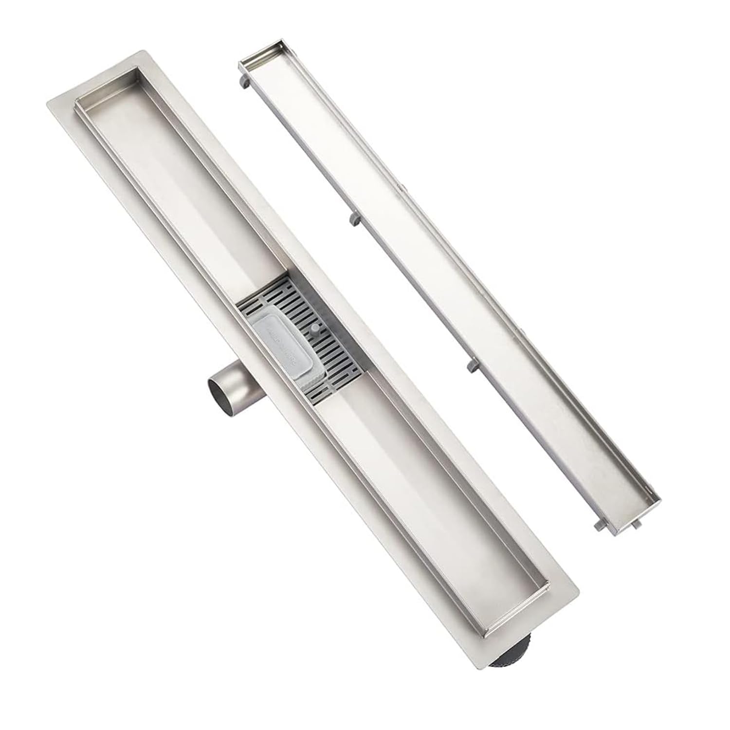 Canaleta de ducha de acero inoxidable extraplana, juego completo de desagüe de ducha, desagüe de ducha, sifón con filtro antiolores y desagüe para el pelo, desagüe de ducha (90 cm)