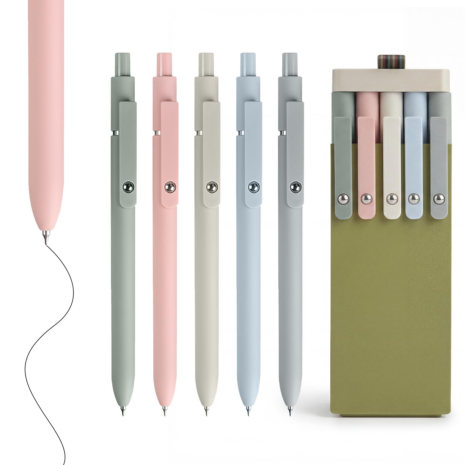 5 Pcs Japanese Stationery Gel Pens Set - 0.5mm Fine Point Gel Ink Rollerball Pens für Smooth Writing Journaling Note Tak