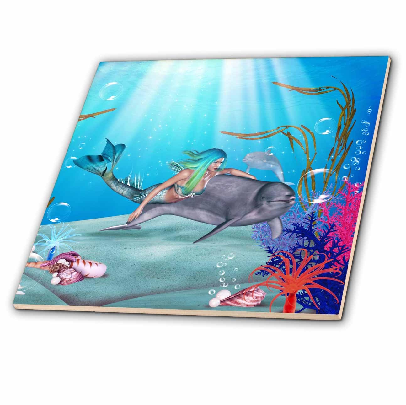 Carrelage sirène dauphin décoratif 3dRose faïence murale céramique douche 15,2cm