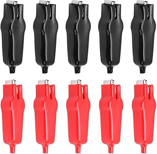 5Pair Test Clip,Insulated Clip Metal Test Clip 20a 25.060 Crocodilian Clip Battery Test Clip with PVC Sleeve Battery Power Supply Insulation Spring Electrical Test Clamp