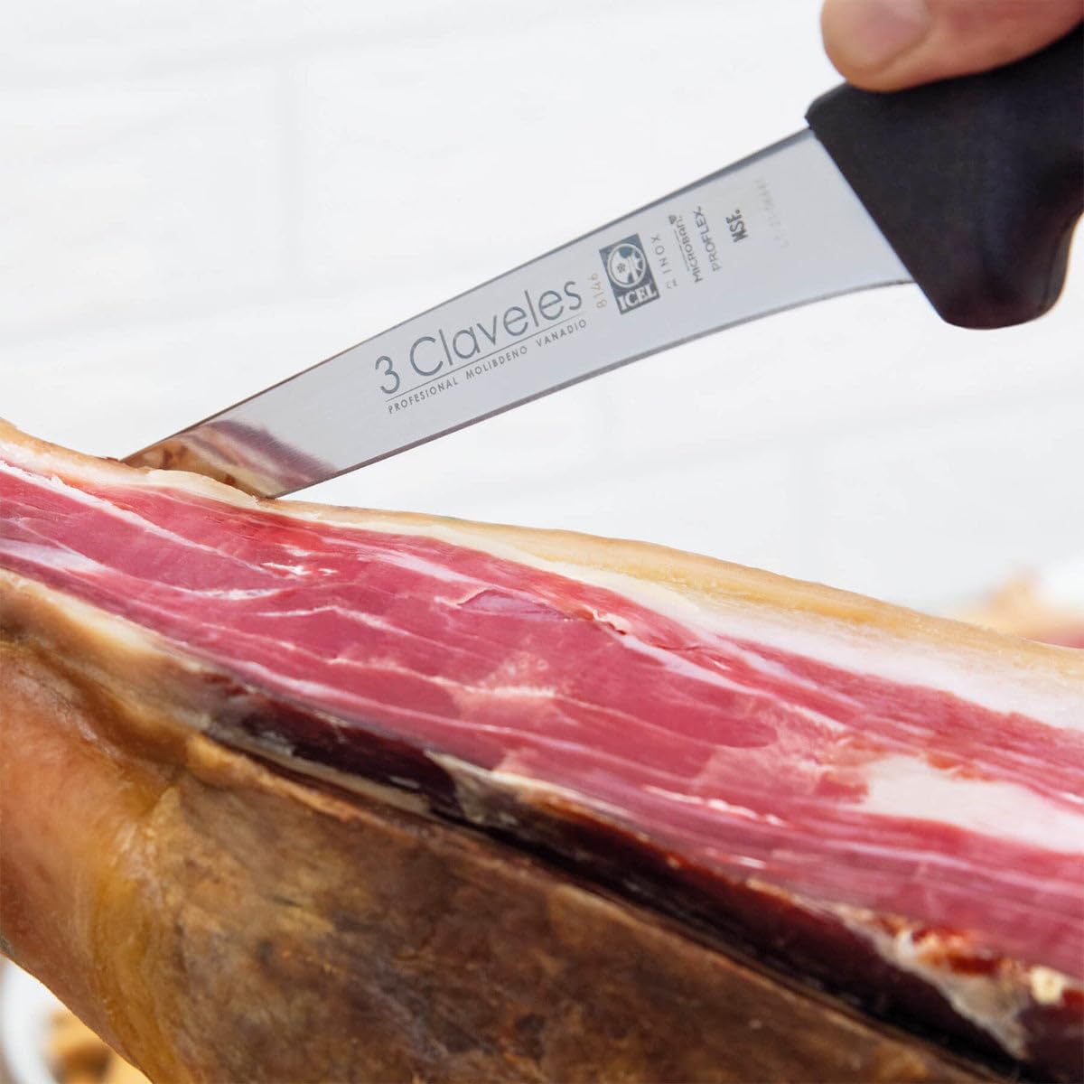 PracticFood Set di Coltelli Professionali Selezione Expert Chef, Coltello da Prosciutto Alveellato 29 cm e Accessori (3C GOURMET II)