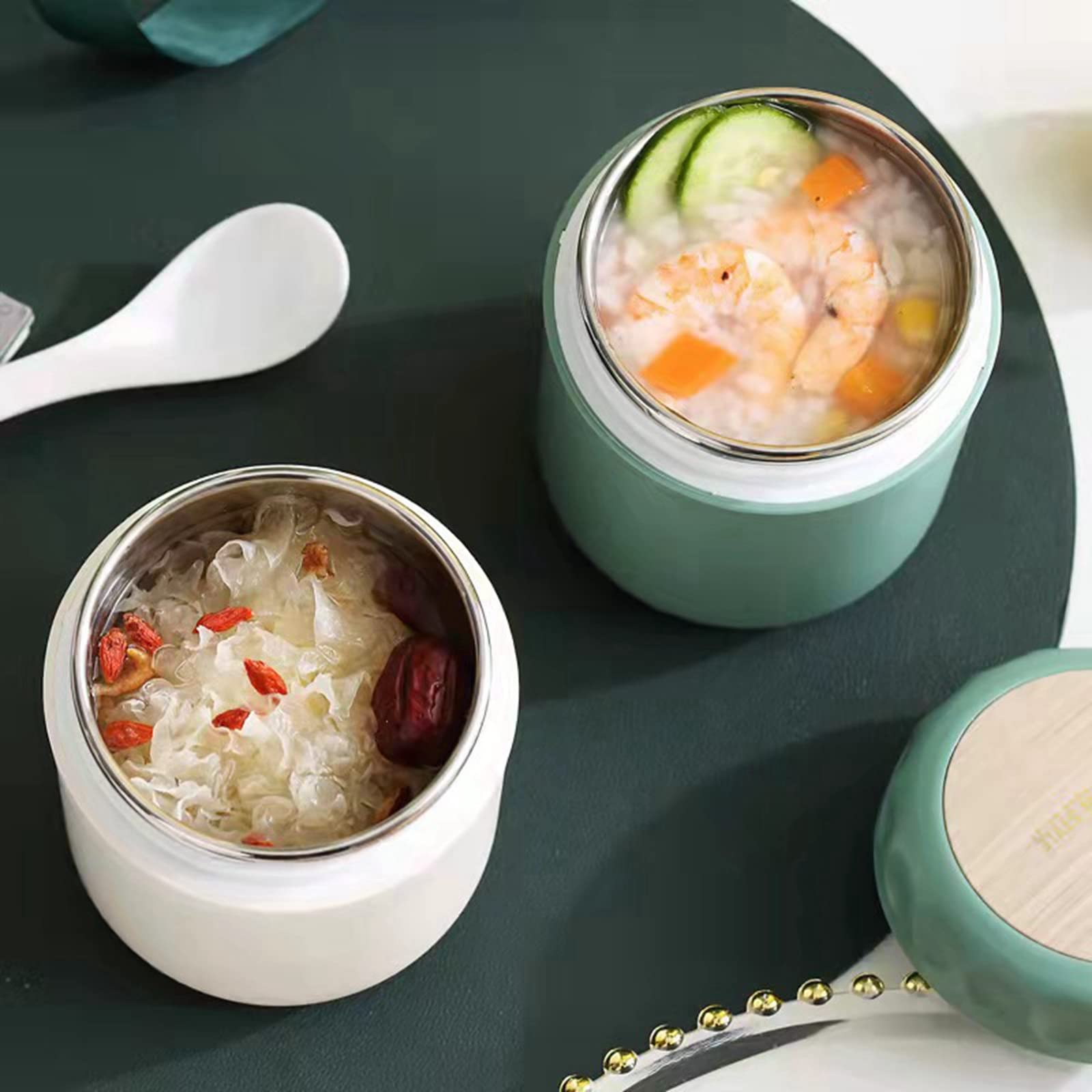 Thermos per alimenti per bambini, contenitore termico per alimenti caldi, contenitore isolato per zuppe per cibi caldi e freddi, thermos per bambini (acciaio inossidabile bianco)