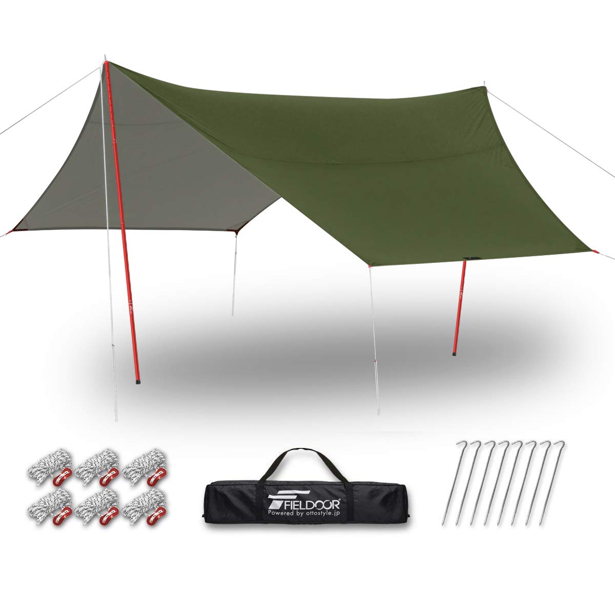 FIELDOOR ヘキサ タープ T/C ポリコットンLサイズカーキ