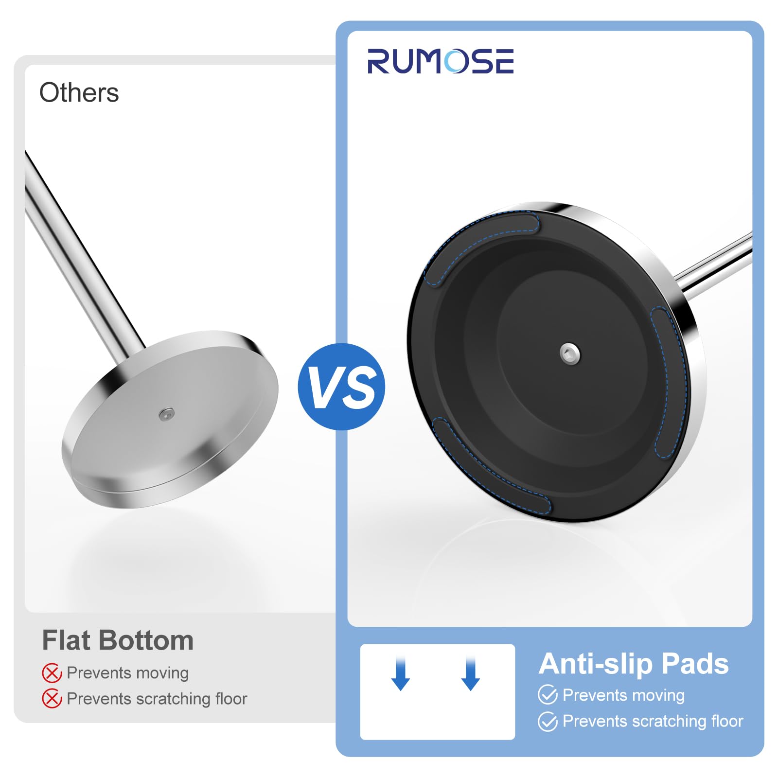 RUMOSE Toilet Paper Holder Stand for Floor Free Standing, Chrome — Amazon image 4