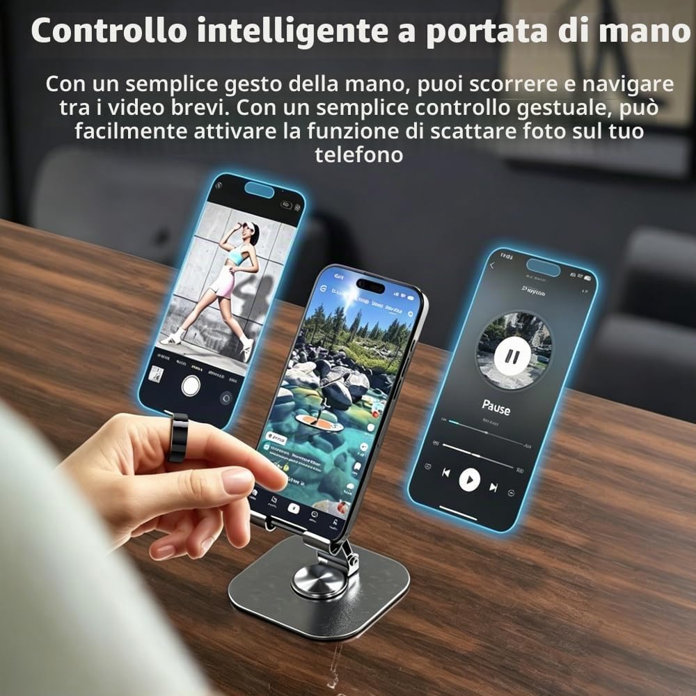 Smart Ring Multiple Modalità di Esercizio Impermeabile con iOS/Android | Monitoraggio Attività Monitoraggio Salute 5 ATM Impermeabile Monitoraggio del Sonno Anello Collegato