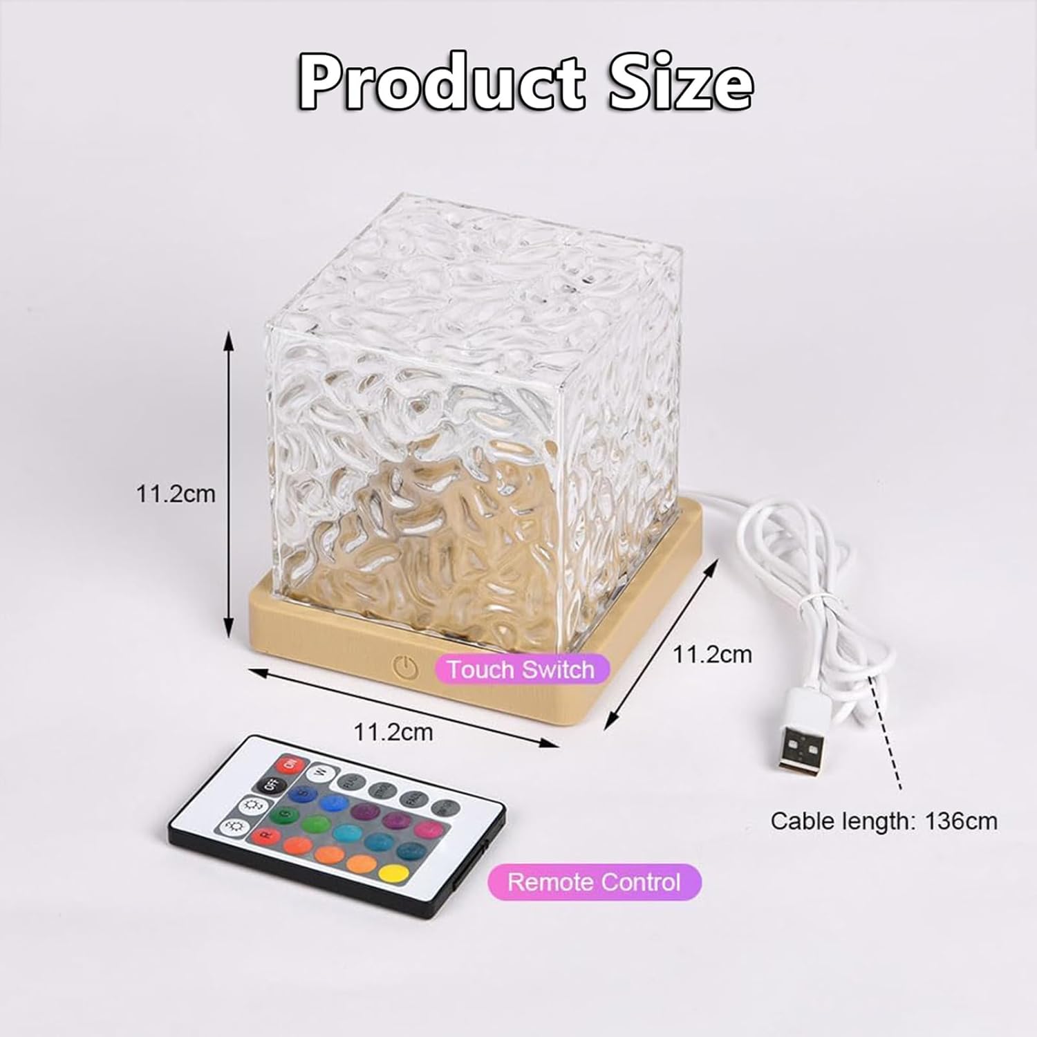Ocean Wave Projector Light with 16 Colors, Luminorthe Cube Lamp for Kid's Bedroom with Remote, 3D Water Ripple & Aurora Effect, Meditation Night Light Gift, Valentines Gift (Transparent)