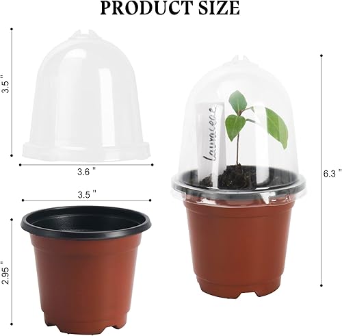 Miniatura 2 de KLOLKUTTA 50 juegos de macetas de vivero con cúpulas de humedad macetas de inicio de semillas de 35 pulgadas contenedores pequeños de jardinería