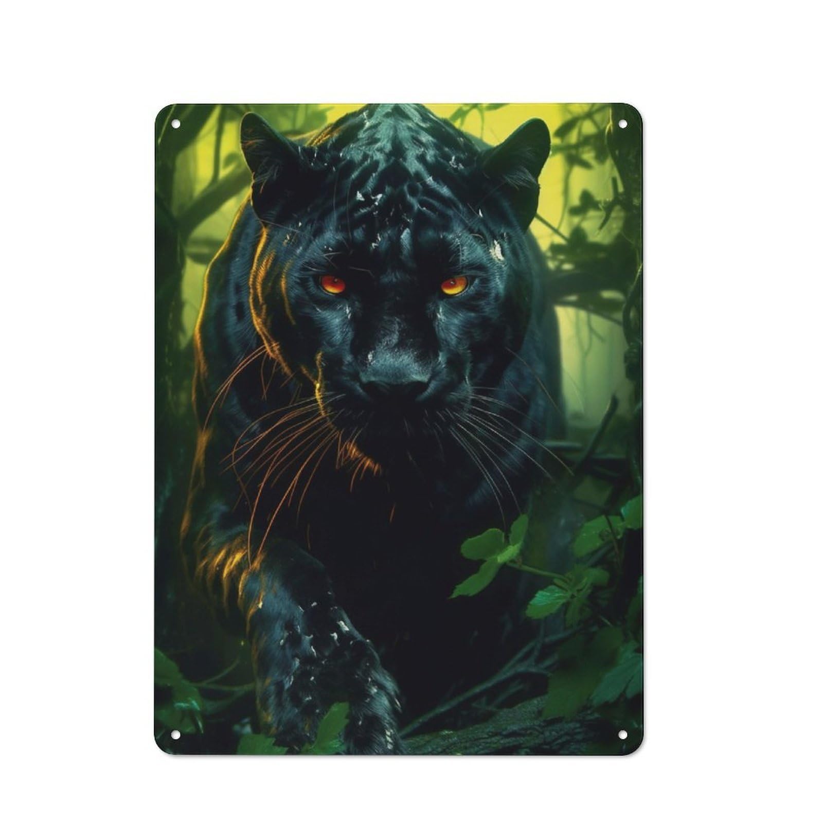 Classic Kitchen Metal Sign 40x30cm Featuring Majestic Black Panther, Cafe Wall Decor for Restaurant, Kitchen, Counter Or Breakfast Nook