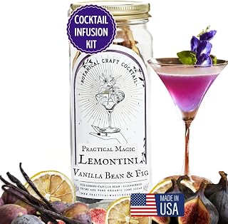 Practical Magic Vanilla Fig Lemontini Craft Cocktail Infusion Kit, Dry Craft Mix in a Jar, Natural Dehydrated Fruit, Herbs, Spices, 16 oz Glass Jar Mixer for Cocktails & Mocktails. Makes 10 Cocktails.