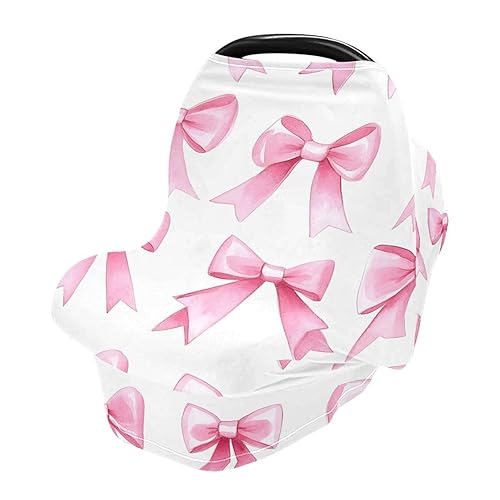 Pink Bows - Funda elástica para asiento de automóvil para bebé, suave, transpirable, funda de lactancia materna, funda multiusos para asiento de
