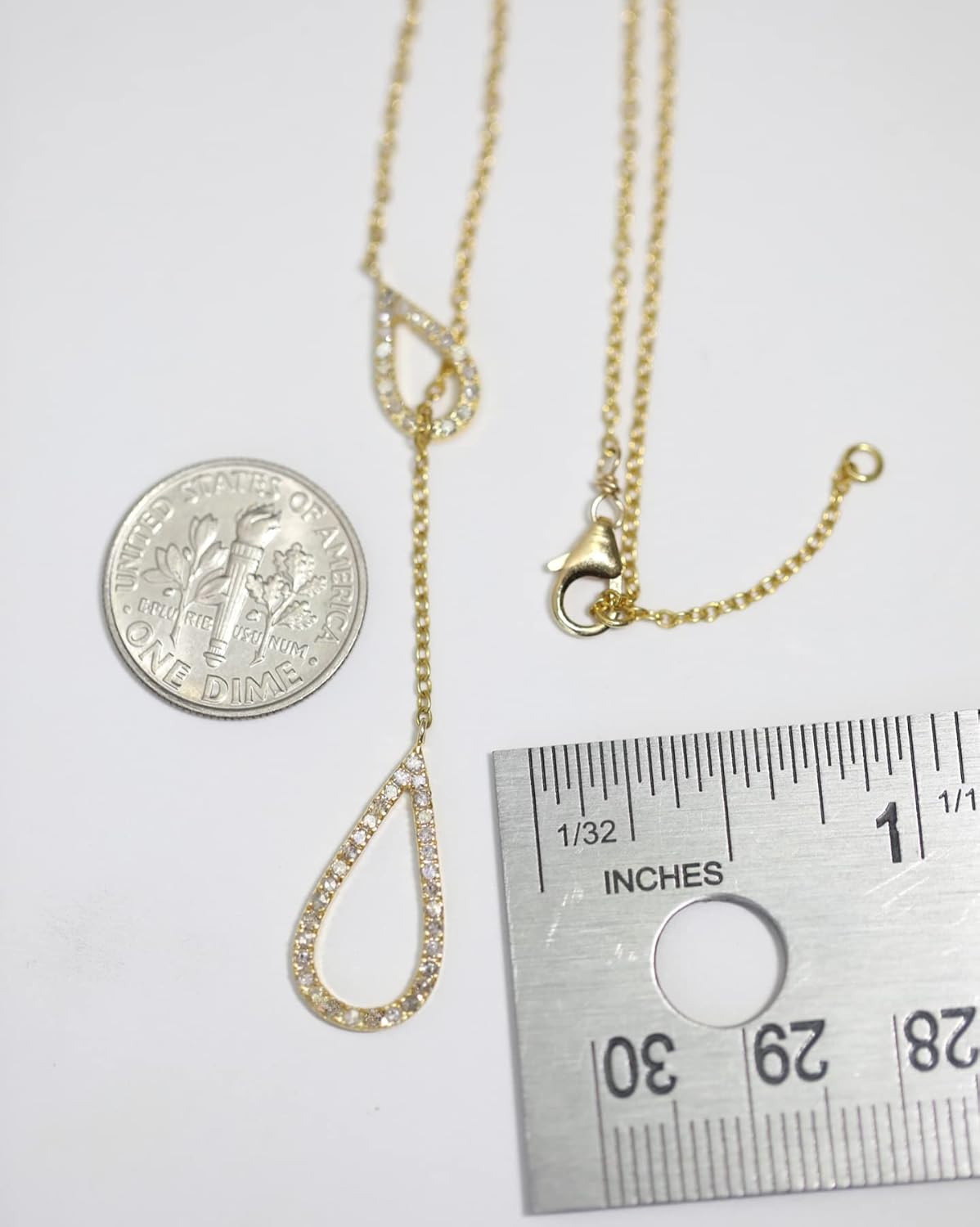 Genuine Diamond Lariat Necklace- 14k Gold Sterling Silver- Genuine Pave Diamonds- Unique- Valentine's Day Mother's Day Graduation Women's Jewelry Gift Idea - Image 8