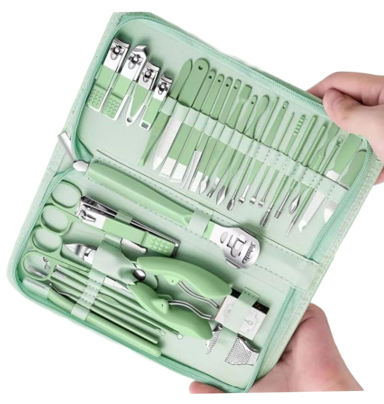 Pedicure Tools Set 35 Pcs Grooming Kit Men Portable Case | 35 in 1 professional grooming kit with tweezers, ear pick, and portable leather travel case. By RMR Jaihind EP-image-13