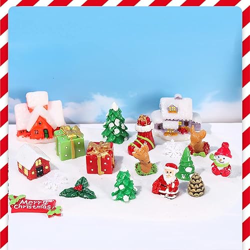 Miniatura 2 de Kayzyue Kinds of Adornos de Navidad en miniatura, figuras miniatura de Navidad, mini adornos de hada de resina, kit de bricolaje para Navidad,