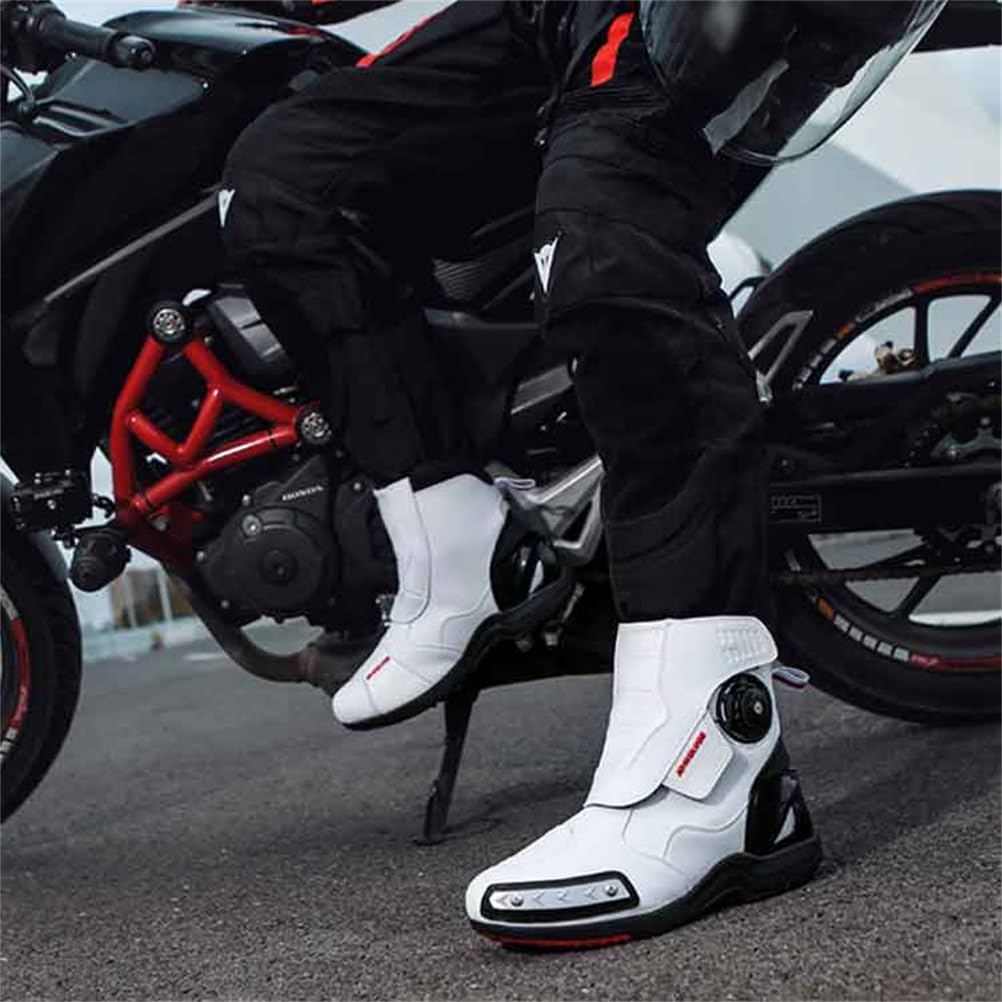 Bottes de Moto pour Hommes et Femmes, Chaussures de Conduite en Cuir renforcé avec Support de Cheville, antidérapantes, Bottes de Trekking pour Motards.