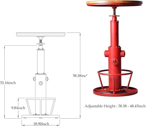 Miniatura 11 de Topower Mesa de bar industrial de 38.58-48.43 pulgadas, ajustable para cocina, comedor, café, bistró, color blanco antiguo Azul antiguo,Verde