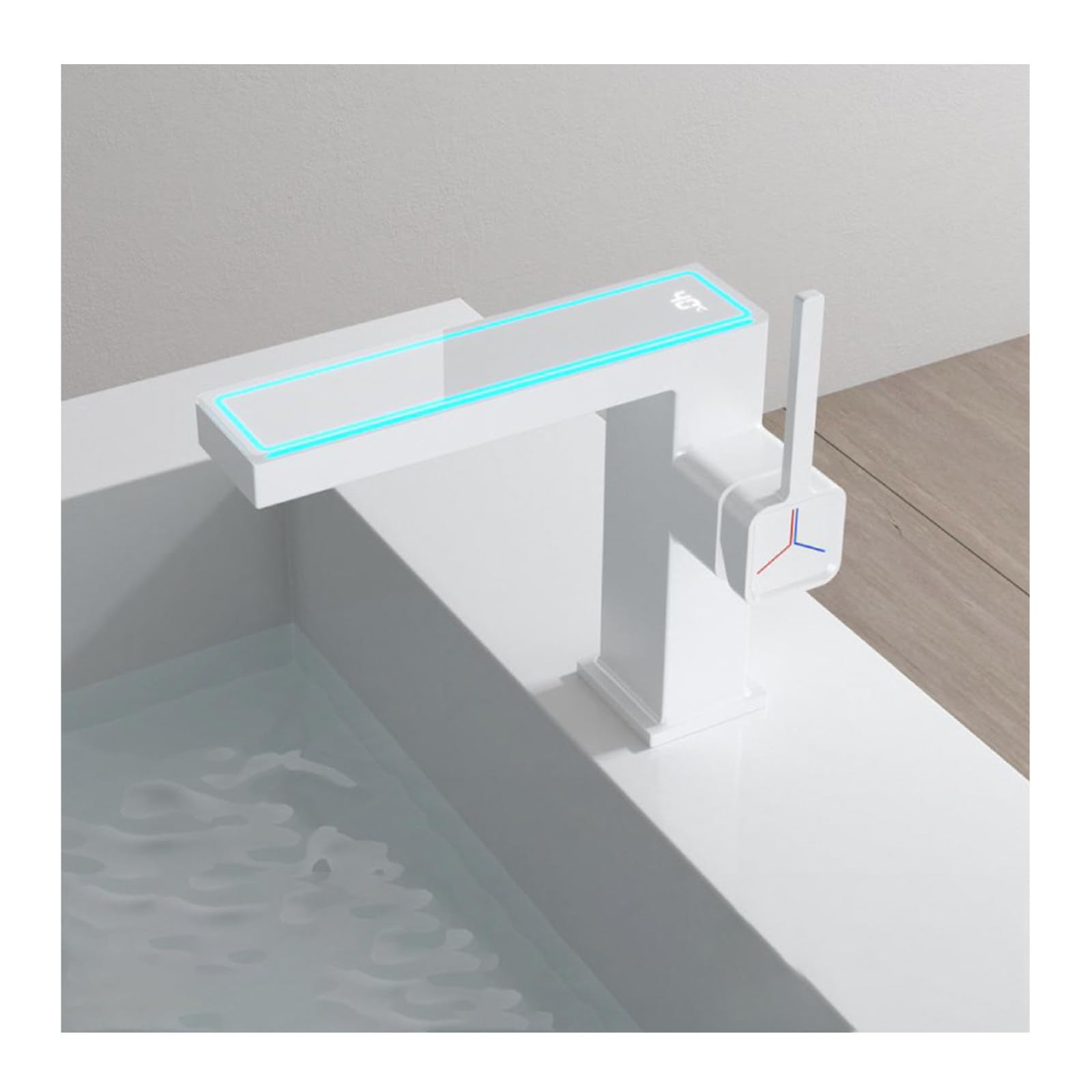 Bateria łazienkowa z wyświetlaczem LED temperatury, bateria zlewozmywakowa z pojedynczym uchwytem, bateria umywalkowa stojąca, nowoczesna łazienka, elegancki design