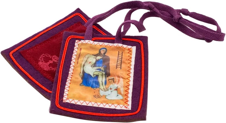 The Original Purple Scapular of Marie-Julie Jahenny | Made of Wool | Full Color Artwork | Wear or Display in Home | Scapular of Benediction and Protection - Image 2